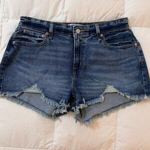 LEVI’S DENIZEN Denim HIGH RISE Frayed Hem Distressed Women's Shorts Size 12